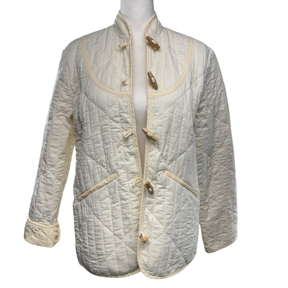 Doen Parker Quilted Jacket Women's S Barn Toggle Closure Mandarin Collar Cream - Picture 2 of 13